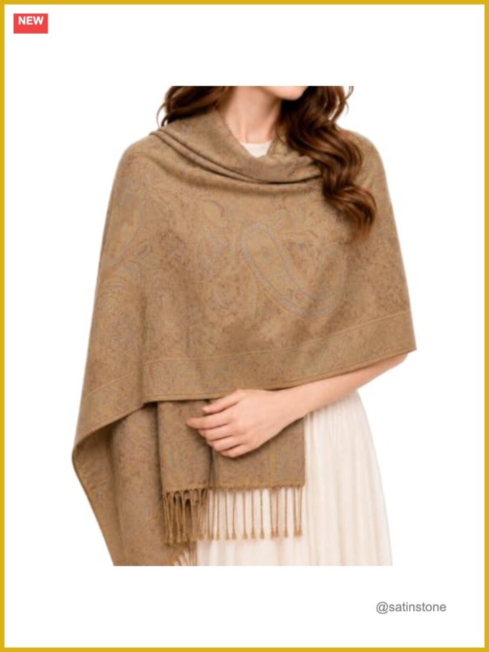 Paisley Pashmina-Style Shawl Wrap Scarf with Tassels Oversized Lightweight